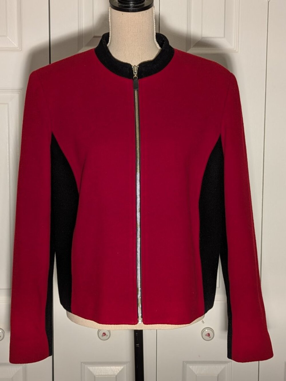 LOUBEN II Red with Black Wool Jacket, Size 14